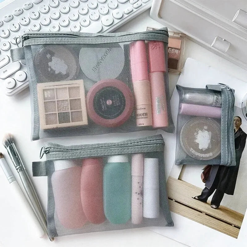 Lot de 3 Trousses Transparentes pour Produits de Beauté - Bagage Cabine