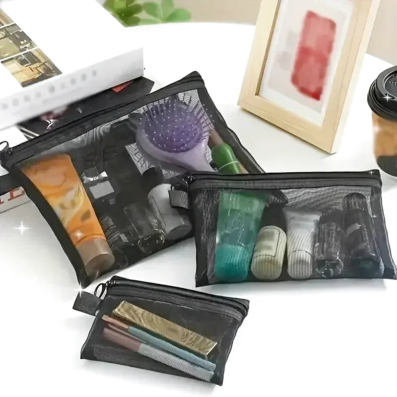 Lot de 3 Trousses Transparentes pour Produits de Beauté - Bagage Cabine
