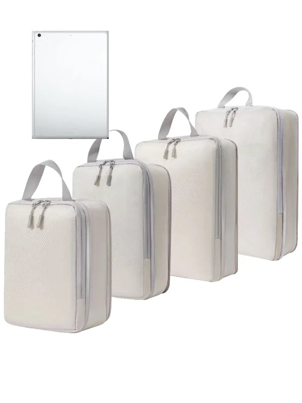 Organisateurs Valise Compressibles - Lot de 4 - Beige