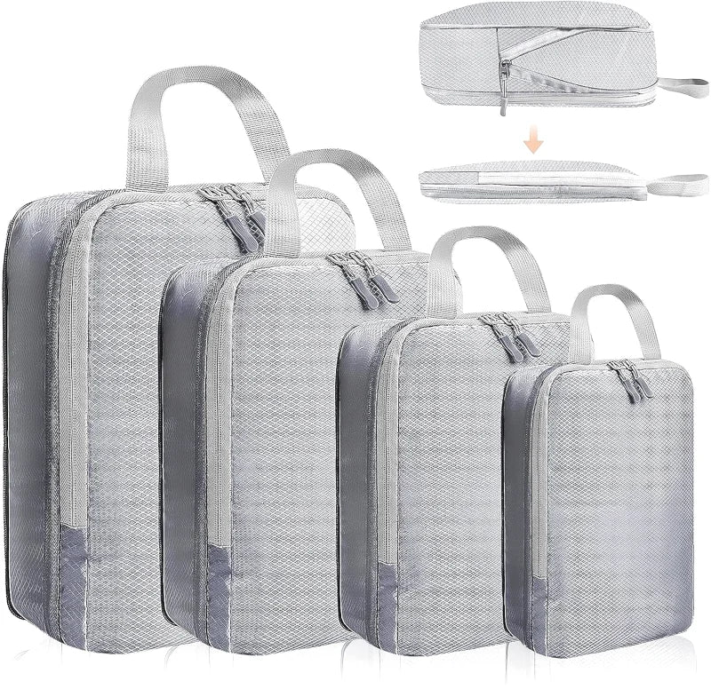Organisateurs Valise Compressibles - Lot de 4 - Couleur Gris