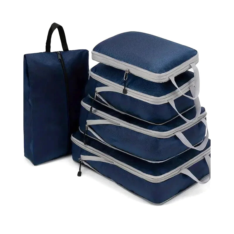 Organisateurs Valise Compressibles - Lot de 5 - Couleur Bleu Marine