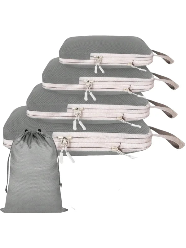 Organisateurs Valise Compressibles - Lot de 6 - Couleur Gris