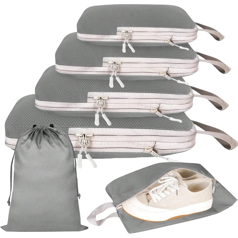 Organisateurs Valise Compressibles - Lot de 6 - Couleur Gris