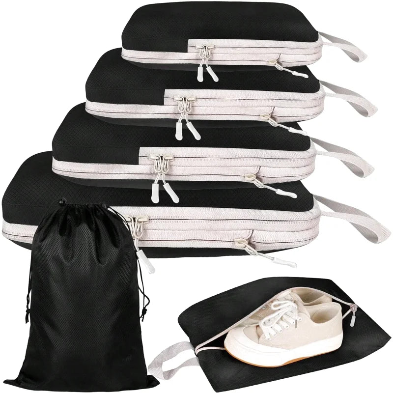 Organisateurs Valise Compressibles - Lot de 6 - Noir